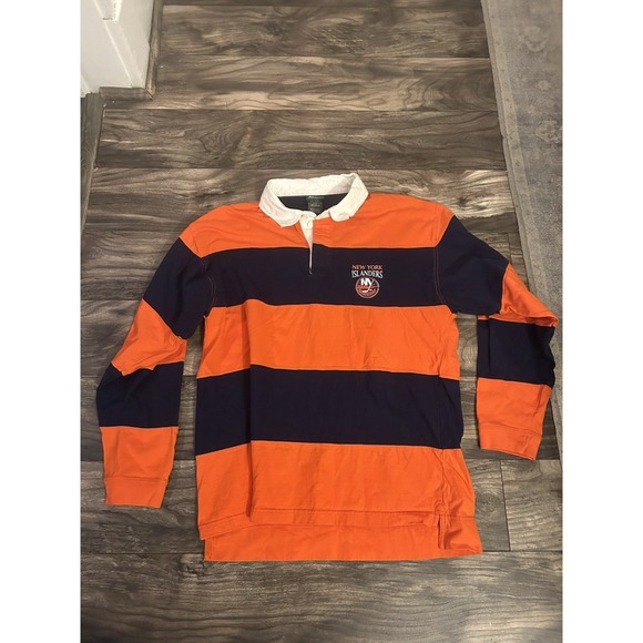 Pro Edge Other - Vintage New York Islanders Long Sleeve Mens L Orange Blue Polo 546